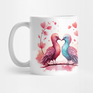 Valentine Kissing Turkey Bird Couple Mug